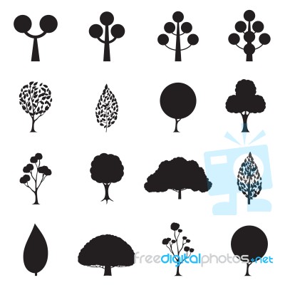 Tree Icon Set Black  Illustration Stock Image