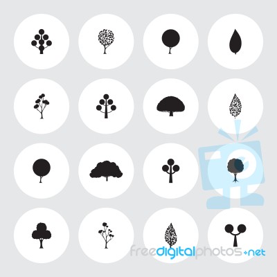 Tree Icon Set Circle  Illustration Stock Image