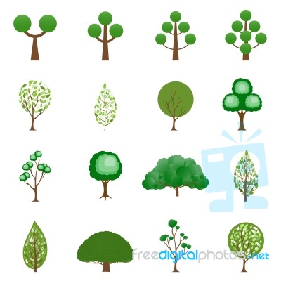 Tree Icon Set On White Background Stock Image