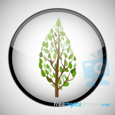 Tree In Circle Frame. Icon Concept Stock Image