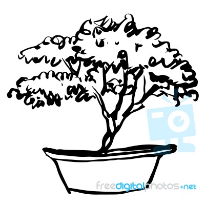 Tree In Pot Doodle Stock Image