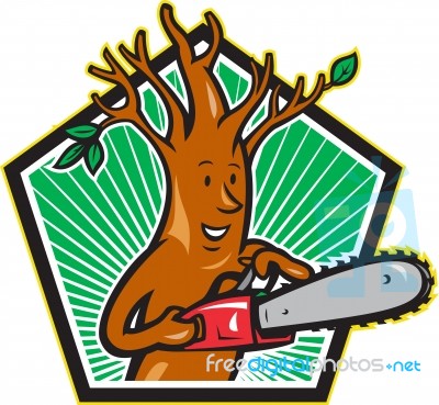 Tree Man Arborist With Chainsaw Stock Image