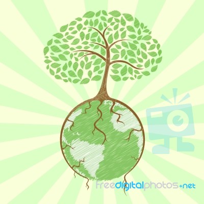 Tree On Globe Stock Image