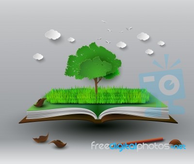 Tree On Open Book Stock Image