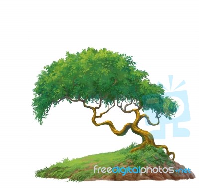 Tree Painted For Illustration Stock Image