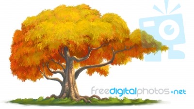 Tree Painted For Illustration Stock Image