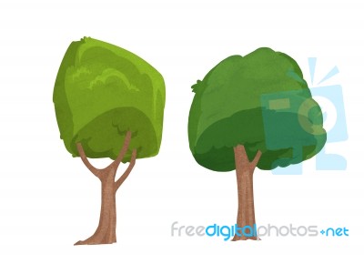 Tree Painted For Illustration Stock Image