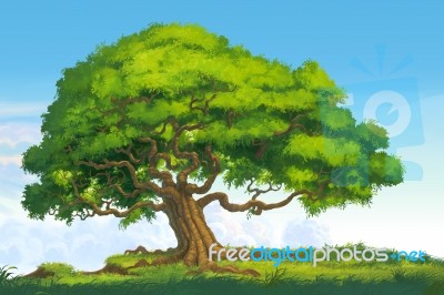 Tree Painted For Illustration Stock Image