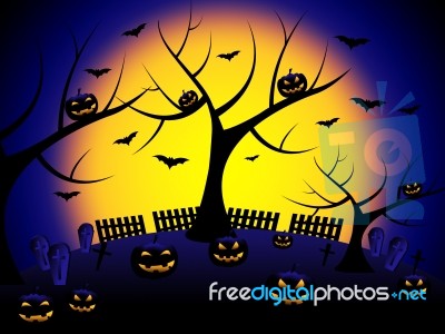 Tree Pumpkin Means Trick Or Treat And Environment Stock Image