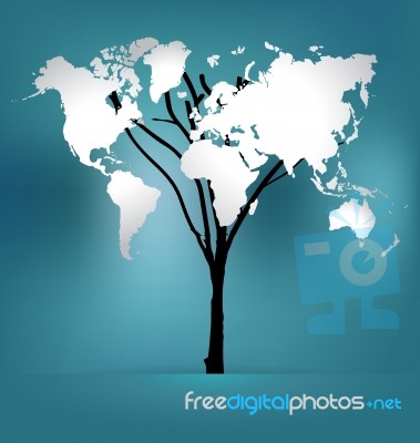 Tree Shaped World Map Stock Image