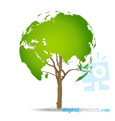 Tree Shaped World Map Stock Image