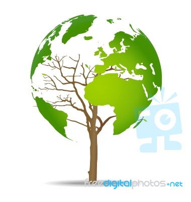 Tree Shaped World Map Stock Image