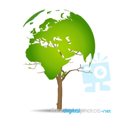 Tree Shaped World Map Stock Image