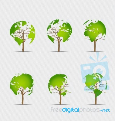 Tree Shaped World Map Stock Image