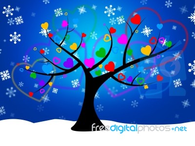 Tree Snow Represents Nature Forest And Treetop Stock Image