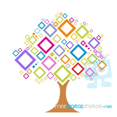 Tree With Square Patterns Stock Image