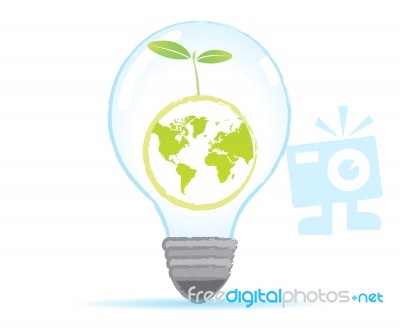 Tree World Bulb Lamp Stock Image