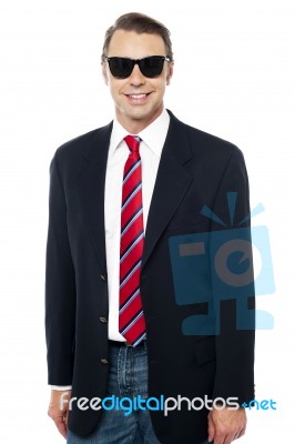 Trendy Business Consultant Wearing Sunglasses Stock Photo