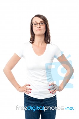 Trendy Middle Aged Woman In Casuals Stock Photo