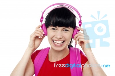 Trendy Music Lover College Student Stock Photo