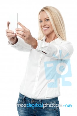 Trendy Woman Clicking A Selfie Stock Photo