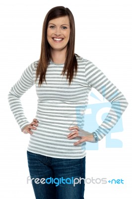 Trendy Woman Posing With Hands On Her Waist Stock Photo