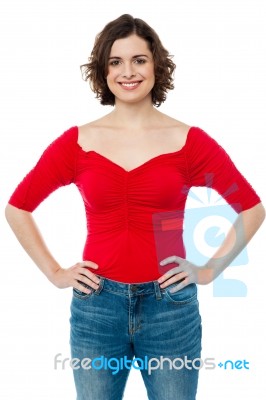 Trendy Woman Posing With Hands On Her Waist Stock Photo