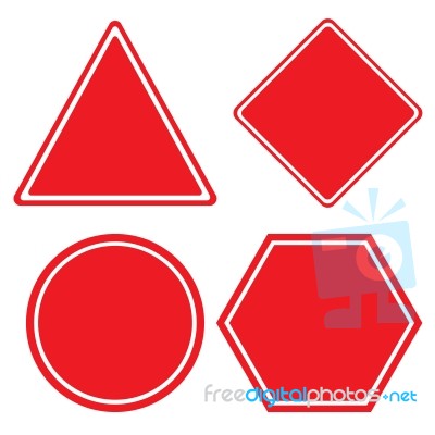 Triangle Hexagon Square And Circle Red Sign Isolated On White Background Stock Image