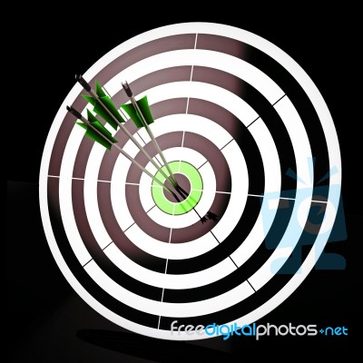 Triple Dart Shows Winning Shot And Achievement Stock Image