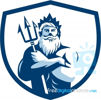 Triton Trident Arms Crossed Crest Retro Stock Image