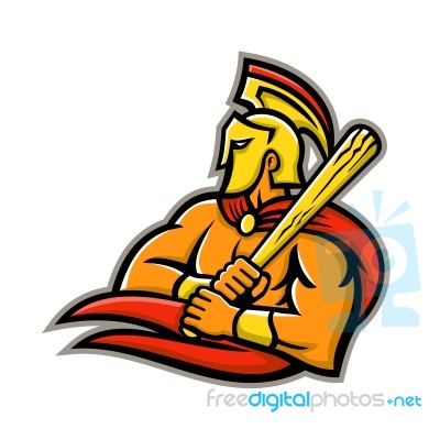 Trojan Warrior Baseball Player Mascot Stock Image