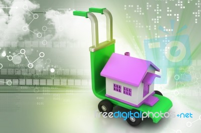 Trolley With House Stock Image