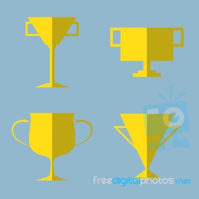 Trophy Cup Icon Set Stock Image