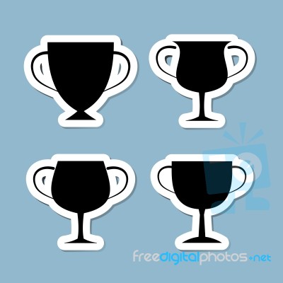 Trophy Cup Icon Set Stock Image