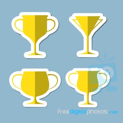 Trophy Cup Icon Set Stock Image