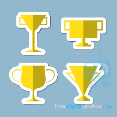 Trophy Cup Icon Set Stock Image