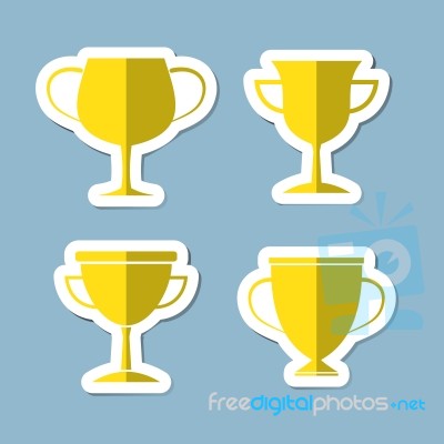 Trophy Cup Icon Set Stock Image