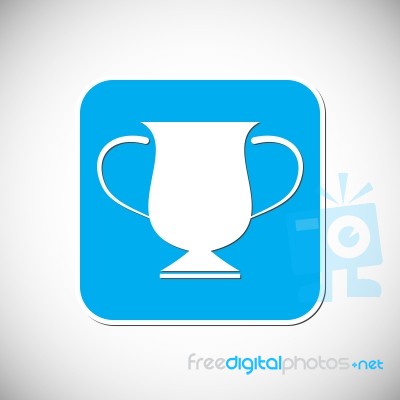 Trophy Icon. Blue Square Frame.  Illustration Stock Image