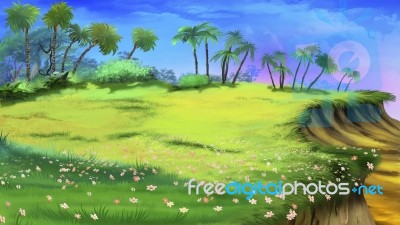 Tropical Glade And Precipice Stock Image