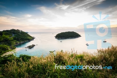 Tropical Ocean Landscape With A Little Island, Phuket, Thailand Stock Photo