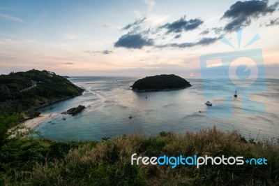 Tropical Ocean Landscape With A Little Island, Phuket, Thailand Stock Photo