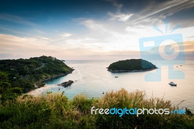 Tropical Ocean Landscape With Little Island, Phuket, Thailand Stock Photo