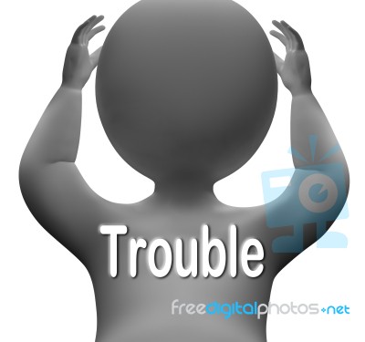 Trouble Character Means Problems Difficulty And Worries Stock Image