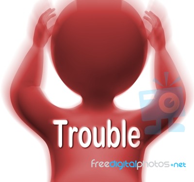 Trouble Character Means Problems Difficulty Or Worries Stock Image