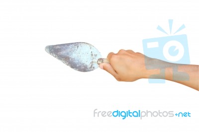 Trowel In Hand Stock Photo