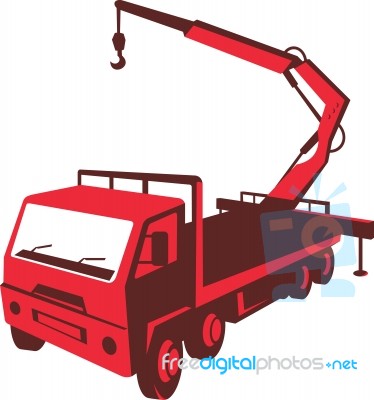 Truck Mounted Crane Cartage Hoist Retro Stock Image