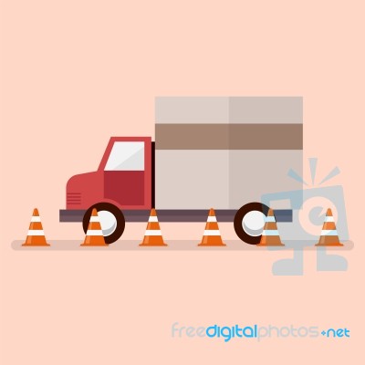 Truck With Traffic Cones Stock Image