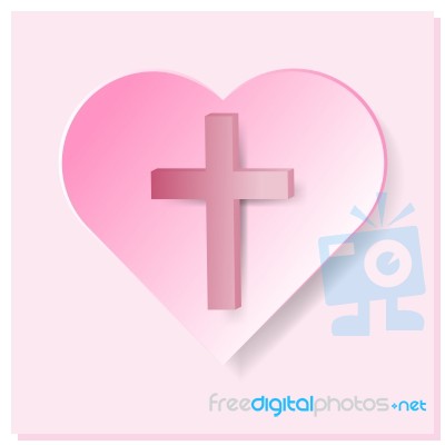 True Cross In Pink Heart On Pink Background Stock Image