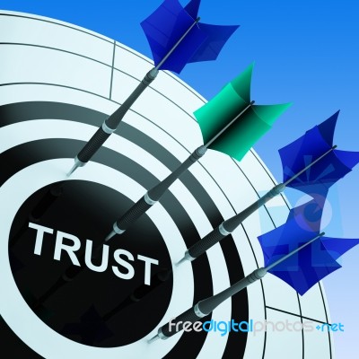 Trust On Dartboard Shows Reliability Stock Image