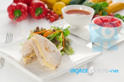 Tuna And Cheese Sandwich With Salad Stock Photo